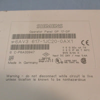 Siemens Simatic OP17 Operator Panel 6AV3 617-1JC20-0AX1