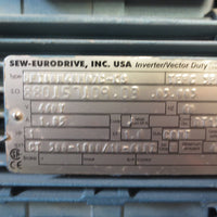Sew Eurodrive 1 HP Inverter/Vector Duty 3 PH AC Motor DFT80M4MM07CKS w/ MLU 11A