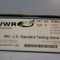 VWR 57334574 #50 U.S. Standard Testing Sieve 8" Dia 0.200mm Wire Dia Stainless
