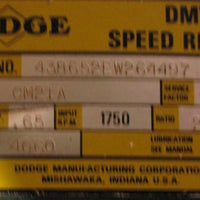Dodge CM21A Speed Reducer 288:1 Ratio .65HP Max 1750RPM 4060LBIN 11/2" Shaft D