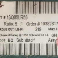 Dodge Tigear 2 13Q05LR56 Gear Reducer 5:1 Ratio 1.32HP 5/8" Shaft Dia NOS