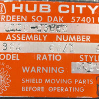 Hub City 022063852 Sgl Reduction Worm Gear Speed Reducer Model 384 60:1 NOS
