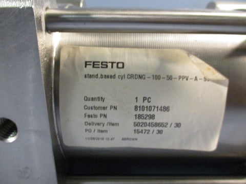 FESTO Pneumatic Compact Cylinder 100 MM BORE, 50 MM CRDNG10050PPVAS6 185298