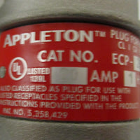 Appleton ECP-2023 Explosion Proof Electrical Plug Aluminum 20A 125VAC Watertight