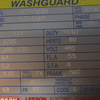Leeson 113649.00 Washguard Motor C6T17VC5H 1/4 HP 3 Ph 1725 RPM 208/230/460 V