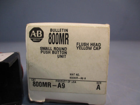 Allen Bradley 800MRA9, Ser A Small Round Push Button Unit Flush Head Yellow Cap