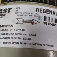 Gast Regenair R4P315A Regenerative Blower 127 CFM w/ Baldor 3 Ph, 1.5 HP Parts
