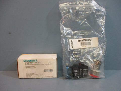 Siemens 3SB36010BA21 Red Push Button w/2 Pole Contact Block NEW