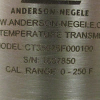 Anderson Negele CT35076F000100 Wiring Head Mini RTD Transmitter 4-20MA 0-250 Deg