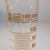 Lot 6 Silberbrand 42038 Eterna 100 ml: 2 ml Borosilicate 3.3 Graduated Cylinder