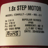 Kollmorgen E34HLLTLNKNS01 Bipolar Parallel 1.8x Step Motor 233W 1500 RPM 170V