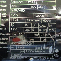 Baldor Inverter Drive Motor 35W7741709G1 w/SE Encore E17MDTS21000H0 & Wiring