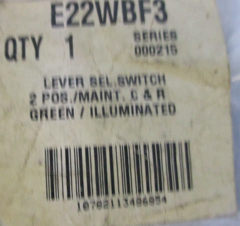 (Lot of 3) Eaton Cutler Hammer E22WBF3 2Pos Selector Switch Lever Green