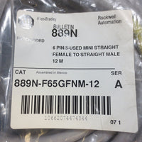 Allen Bradley 889NF65GFNM12 6 Pin 12 M Patch Cord Mini Straight MF Ser A