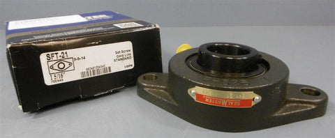 SealMaster Flange Block Bearing: SFT21, 15/16" Dia Shaft, 2 Bolt