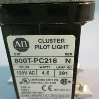 ALLEN BRADLEY Cluster Pilot Light Blue/Green 2 Unit 120V Type 13 800TPC216XBXG