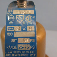 WATTS Regulator 223S Water Pressure Regulator Sz 1/2 Set 50 PSI