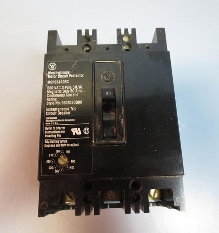 Westinghouse MCP23480RC Motor Protector Instantaneous Trip Circuit Breaker