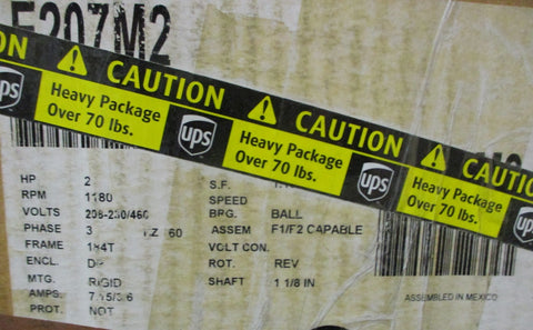 Century EPlus 3 Phase Motor E207M2 2 HP 1180 RPM 184T 11/8" Shaft Dia