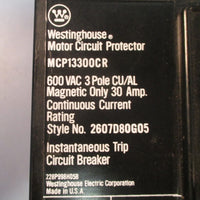 Westinghouse MCP13300CR Motor Circuit Protector Breaker 600VAC 3 Pole Used