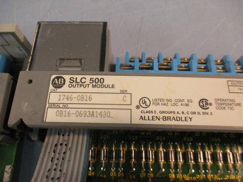 LOT OF (2) ALLEN BRADLEY 1746-OB16 SLC 500 OUTPUT MODULE SERIES C 10-50VDC