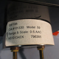 Simpson Analog Panel Meter, Black Spade Type Pointer, AC Current, 0A to 5A 01330