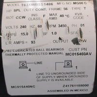 Emerson T63XWBSS1486 Definite Purpose Compressor Motor 3450RPM 5/8" Shaft Dia