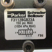 Schrader Bellows Parker F3112BGB23A Control Valve 1/4" NPT 150 psi Max 50/60Hz