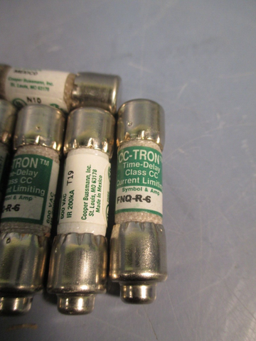 Lot of 6 Bussmann Time Delay Class CC Fuse 600 VAC FNQR6