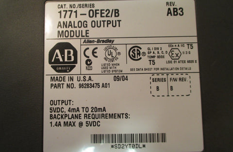 Allen Bradley 1771OFE2/B Rev. AB3 Analog Output Module Series B Used