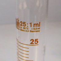 Lot 4 Silberbrand 42020 Eterna 25 ml: 1 ml Borosilicate 3.3 Graduated Cylinder