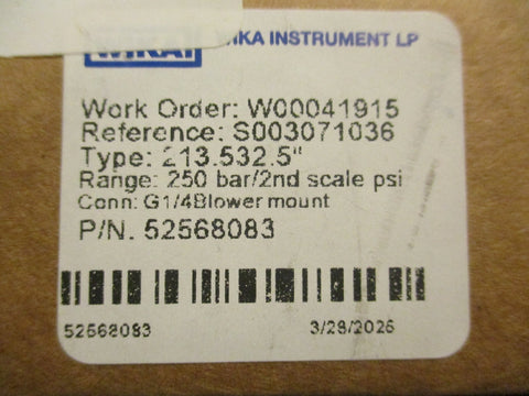 Wika 213.532.5" Pressure Gauge 0-3500psi 0-250bar 2-1/2" Length Lot of 2