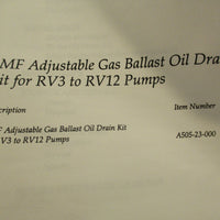 Edwards A50523000 Gas Ballast Oil Ret Kit Issue C For RV3 to RV12 Pumps