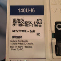 Allen Bradley 140UI6C3C15M (A) Circuit Breaker 3 Pole 15A W/ Aux Switch