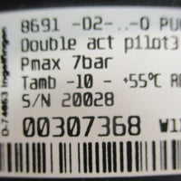 Burkert 8801 2100 I 15M PTFE Angle Seat Valve 2-Way 2-Pos 316 SS Body
