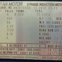 Sumitomo TC-FXPA Gearmotor CNHM1H-6125YC-EP-51 51:1 Ratio 1.5HP 1-1/2" Shaft Dia