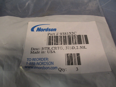 LOT OF (3) Nordson 938152C Heater Element Cartridge 240 VAC, 155W