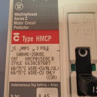 Westinghouse HMCP015E0C B 15A Ser. C Motor Circuit Protector Breaker