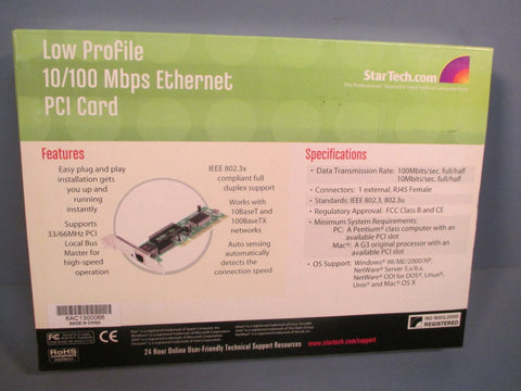 StarTech 1Port Low Profile 10/100Mbps Ethernet Network PCI Card ST100SLP