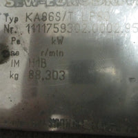 SewEurodrive KA86S/T LP80 120.19:1 Ratio Gearbox Gear Reducer 88,303 kg