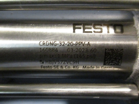 FESTO 160884 DOUBLE ACTING PNUEMATIC CYLINDER 145 PSI 10 BAR CRDNG-32-20-PPV-A