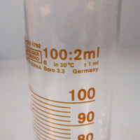 Lot 6 Silberbrand 42038 Eterna 100 ml: 2 ml Borosilicate 3.3 Graduated Cylinder