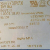 Sew Eurodrive KA67 DRN80M4/DH Gearmotor 1-1/2" Bore 1.0 Hp 230/460V 3.10/1.56A