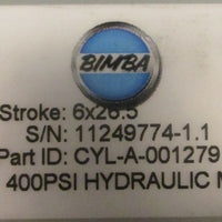 Bimba CYLA001279 Cylinder 6" Bore 261/2" Stroke 400PSI Hydraulic Max