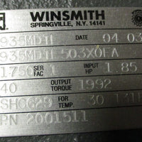 Winsmith 935MDTE503X0FA Speed Reducer 40:1 Ratio 1.85HP 1750RPM 13/4" Shaft Dia
