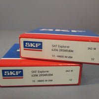SKF Explorer Radial/Deep Groove Ball Bearing (Lot of 2) 6206 2RSNRJEM