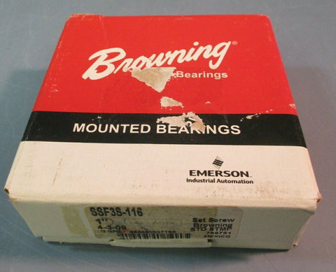 Browning 3 Bolt Ball Bearing Flange Block SSF3S-116 1" Dia Shaft Set Screw