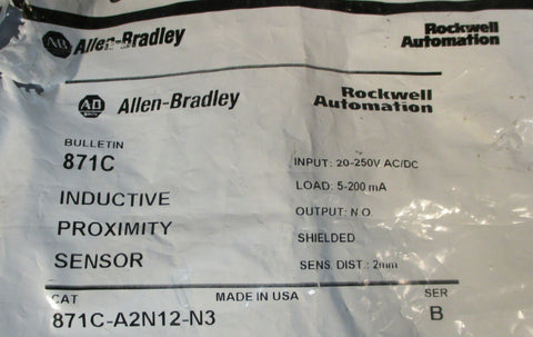 Allen Bradley 871CA2N12N3 Series B Inductive Proximity Sensor 2 mm Distance