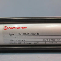 NORGREN EJ1255A1-REV. #3, 250PSI 1-1/2" Bore x 7" Stroke Pneumatic Cylinder 200F