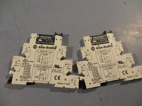 LOT OF 2 ALLEN BRADLEY 700-HLT1Z TERMINAL BLOCK SER A 12-24V W/700-TBS24 RELAY
